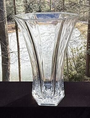 Hoosier Indiana Glass Hexagon 4041 Flower Vase Clear Large Durable -2/4
